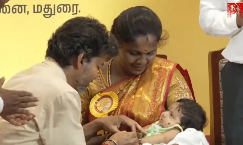 Tamil Nadu Chief Minister C Joseph Vijay on Monday launches the 22-carat one-gram gold ring scheme - Maternal Uncle Gold Ring Scheme. &mdash;Photo courtesy @PTI_News/X
