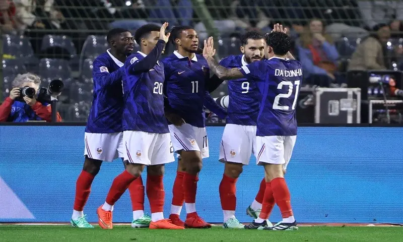 France's Michael Olise (C) celebrates with team-mates after scoring against Belgium during their Nations League Group A1 match at the King Baudouin Stadium in Brussels, Belgium, on September 28, 2026. —Reuters France's Michael Olise (C) celebrates with team-mates after scoring against Belgium during their Nations League Group A1 match at the King Baudouin Stadium in Brussels, Belgium, on September 28, 2026. —Reuters