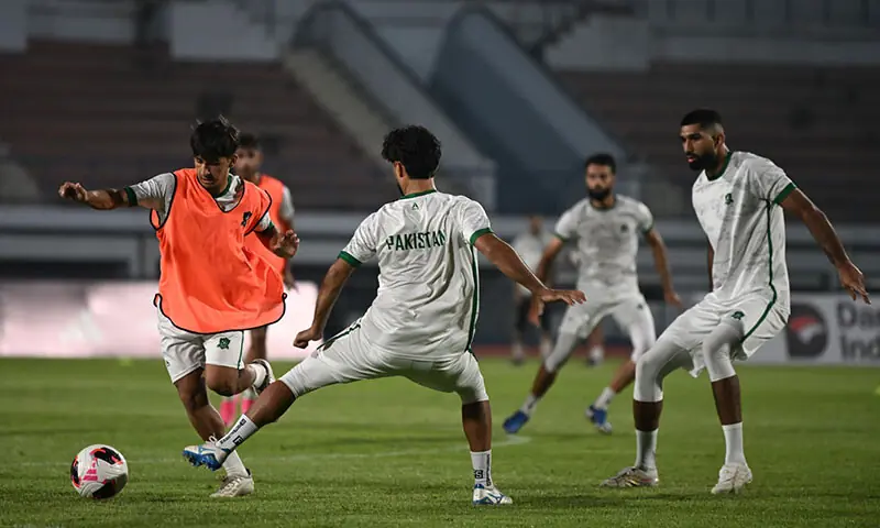 BANDUNG (Indonesia): Pakistan players in action during a training session on Monday.—Courtesy PFF BANDUNG (Indonesia): Pakistan players in action during a training session on Monday.—Courtesy PFF