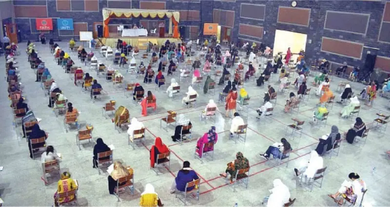 Candidates appear in the entry test for MBBS/BDS session 2020 conducted by National University of Medical Sciences in Rawalpindi. — APP/File Candidates appear in the entry test for MBBS/BDS session 2020 conducted by National University of Medical Sciences in Rawalpindi. — APP/File