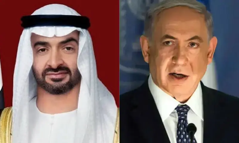 UAE President Sheikh Mohamed bin Zayed Al Nahyan (L) and Israeli Prime Minister Benjamin Netanyahu (R) can be seen in this combination photo. -- DawnNewsTV