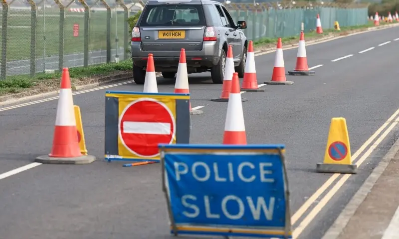 A resident drives to return home near the RAF Fairford airbase, after police declared a major incident at the base and arrested several men on suspicion of offences under the Explosives Act, who have since been released on bail, in Fairford, Gloucestershire, Britain on September 29, 2026. —Reuters A resident drives to return home near the RAF Fairford airbase, after police declared a major incident at the base and arrested several men on suspicion of offences under the Explosives Act, who have since been released on bail, in Fairford, Gloucestershire, Britain on September 29, 2026. —Reuters