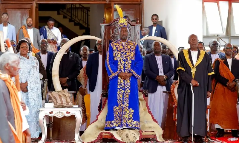 King Edward Rukidi Nyabongo 1 of the Tooro Kingdom stands on his throne as the 13th monarch of the Batooro people in a ritual-laden coronation at the Karuziika palace, Fort Portal, Uganda September 29, 2026. —Reuters King Edward Rukidi Nyabongo 1 of the Tooro Kingdom stands on his throne as the 13th monarch of the Batooro people in a ritual-laden coronation at the Karuziika palace, Fort Portal, Uganda September 29, 2026. —Reuters