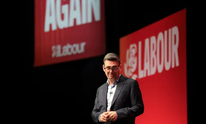 British Prime Minister Andy Burnham on the stage at the Labour Party's annual conference in Liverpool, Britain, September 29, 2026. — Reuters British Prime Minister Andy Burnham on the stage at the Labour Party's annual conference in Liverpool, Britain, September 29, 2026. — Reuters