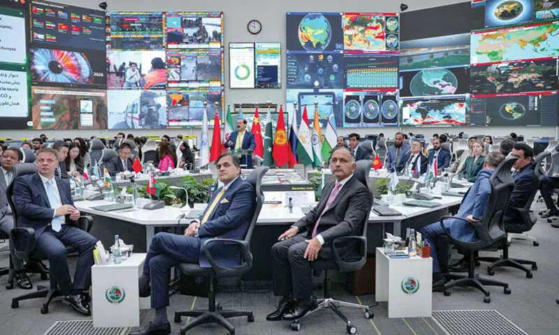 The national coordinators of the SCO member states visit the National Emergencies Operation Centre at the NDMA headquarters in Islamabad on Wednesday. &mdash; APP