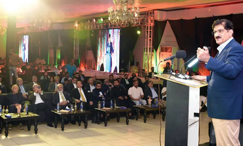 Chief Minister Murad Ali Shah speaks at the event.—Dawn Chief Minister Murad Ali Shah speaks at the event.—Dawn