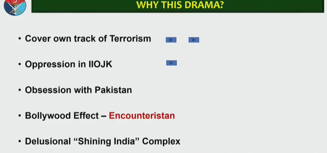  Five of the six &ldquo;reasons&rdquo; listed by ISPR DG Lt Gen Ahmed Sharif Chaudhry for what he said were India&rsquo;s false flag operations. &mdash; screengrab via PTV News 