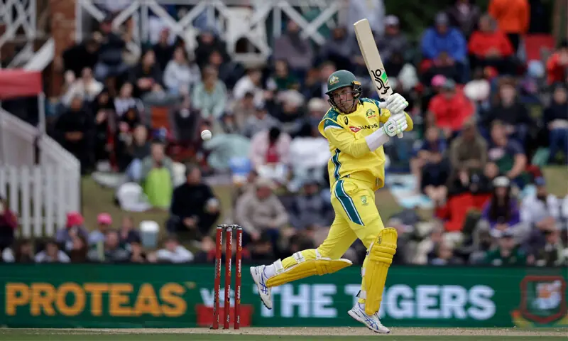 POTCHEFSTROOM: Australian batter Alex Carey plays a shot during the third One-day International against South Africa at Senwes Park.&mdash;AFP