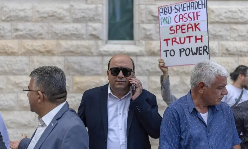 Sami Abu Shehadeh, leader of the Balad party, arrives at the Supreme Court in occupied Jerusalem on October 1, 2026. —AFP Sami Abu Shehadeh, leader of the Balad party, arrives at the Supreme Court in occupied Jerusalem on October 1, 2026. —AFP
