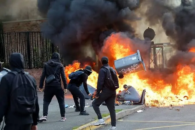 Students burn garbage as they protest to more resources at school, in Lille, France, on Thursday.--CNA/X