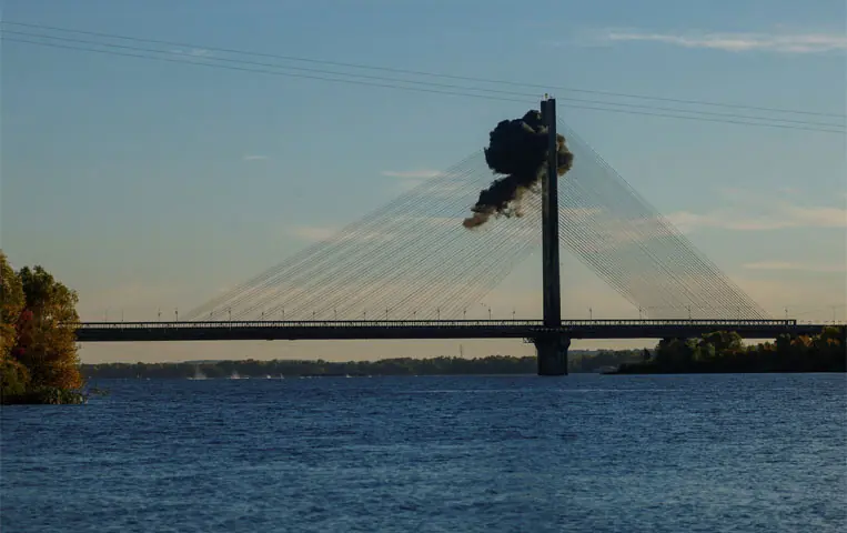 A RUSSIAN jet-powered drone strikes a bridge linking Kyiv’s eastern and western parts.—Reuters A RUSSIAN jet-powered drone strikes a bridge linking Kyiv’s eastern and western parts.—Reuters