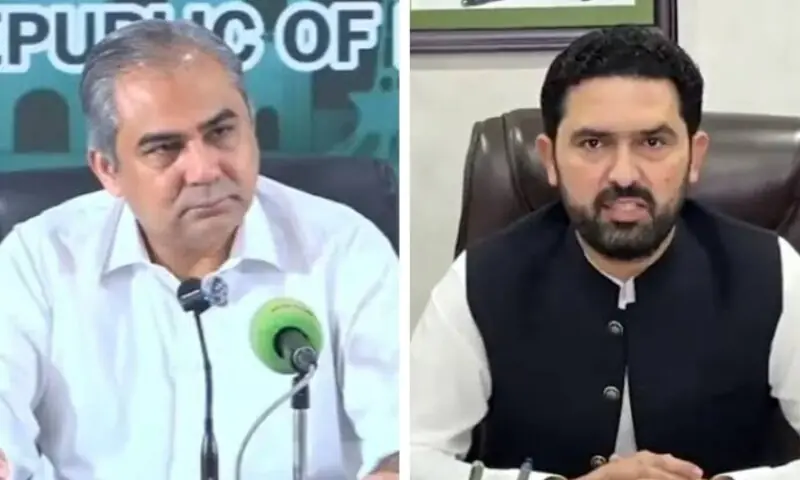 This combination of photos shows KP Chief Minister Sohail Afridi (R), Interior Minister Mohsin Naqvi (L). &mdash;DawnNewsTV