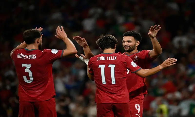 Portugal's Goncalo Ramos (R) celebrates with team-mates after scoring against Norway during their UEFA Nations League Group 4 match at the Dragao Stadium in Porto, Portugal, on October 4, 2026. —AFP Portugal's Goncalo Ramos (R) celebrates with team-mates after scoring against Norway during their UEFA Nations League Group 4 match at the Dragao Stadium in Porto, Portugal, on October 4, 2026. —AFP