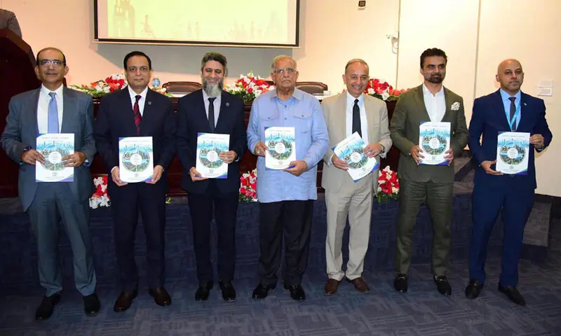 Federal Minister for Housing and Works Mian Riaz Hussain Pirzada and Federal Minister for Climate Change and Environmental Coordination Dr Musadik Masood Malik and others present the National Housing Policy 2025 at a ceremony held at Nust in Islamabad on Monday. — APP Federal Minister for Housing and Works Mian Riaz Hussain Pirzada and Federal Minister for Climate Change and Environmental Coordination Dr Musadik Masood Malik and others present the National Housing Policy 2025 at a ceremony held at Nust in Islamabad on Monday. — APP