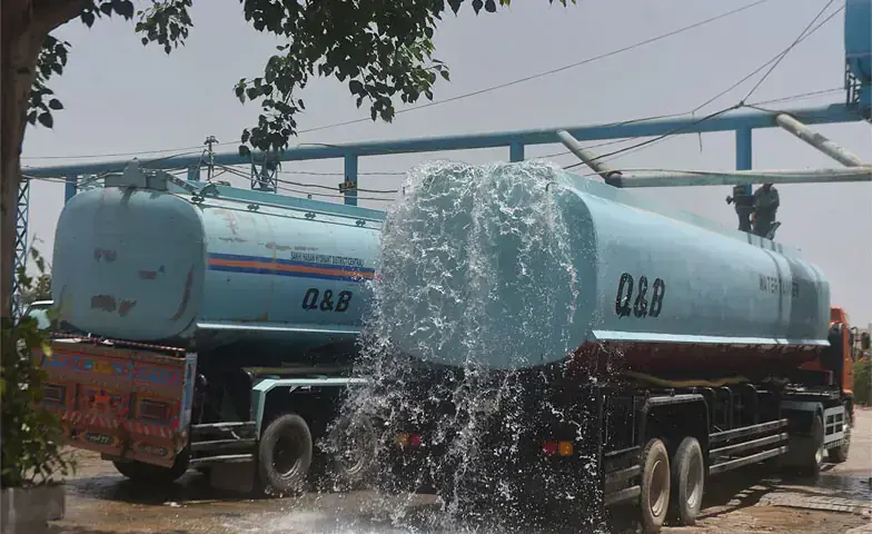Bowsers are being filled with water at a hydrant. —Fahim Siddiqi/White Star/File Bowsers are being filled with water at a hydrant. —Fahim Siddiqi/White Star/File