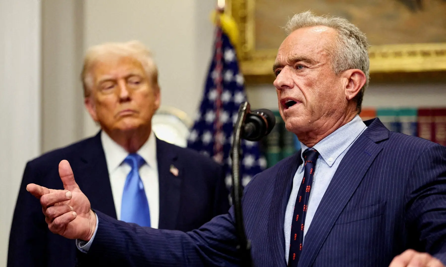 US Secretary of Health and Human Services Robert F. Kennedy Jr. delivers remarks while US President Donald Trump listens during a press conference to announce a link between autism and childhood vaccines and the use of popular pain medication Tylenol for pregnant women and children, claims which are not backed by decades of science, at the White House in Washington, DC, US on September 22, 2025. —Reuters/File