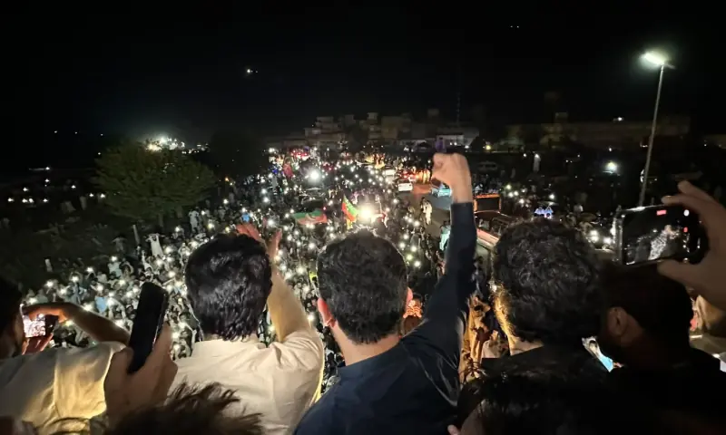 Khyber Pakhtunkhwa Chief Minister Muhammad Sohail Afridi (C) addresses a protest march organised by the PTI in Darra Adam Khel on October 6, 2026. — Photos shared by PTI Khyber Pakhtunkhwa Chief Minister Muhammad Sohail Afridi (C) addresses a protest march organised by the PTI in Darra Adam Khel on October 6, 2026. — Photos shared by PTI