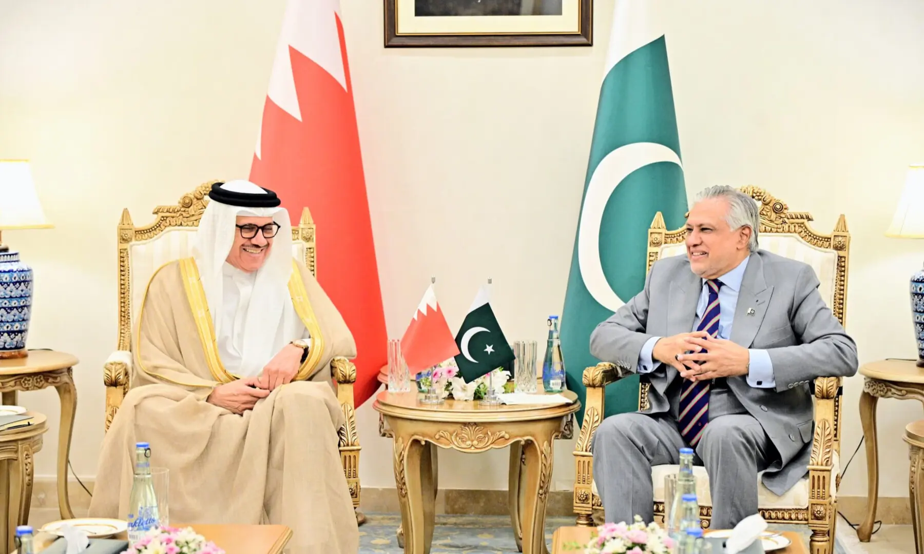 Bahrain’s Foreign Minister Abdullatif bin Rashid Al Zayani and Deputy Prime Minister and Foreign Minister Ishaq Dar meet at the Ministry of Foreign Affairs on Oct 8, 2026. —X/@ForeignOfficePk Bahrain’s Foreign Minister Abdullatif bin Rashid Al Zayani and Deputy Prime Minister and Foreign Minister Ishaq Dar meet at the Ministry of Foreign Affairs on Oct 8, 2026. —X/@ForeignOfficePk