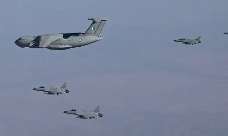 A Pakistan Air Force (PAF) contingent comprising JF-17 Thunder Block-III fighter jets, accompanied by skilled air and ground crew, has landed in Azerbaijan to participate in a bilateral aerial combat exercise on October 19, 2024. — Screengrab via video from ISPR A Pakistan Air Force (PAF) contingent comprising JF-17 Thunder Block-III fighter jets, accompanied by skilled air and ground crew, has landed in Azerbaijan to participate in a bilateral aerial combat exercise on October 19, 2024. — Screengrab via video from ISPR