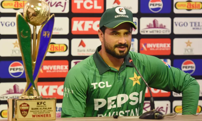 Pakistan captain Sahibzada Farhan addresses a press conference at the Rawalpindi Cricket Stadium in Rawalpindi on October 8, 2026.--Tanveer Shahzad/White Star Pakistan captain Sahibzada Farhan addresses a press conference at the Rawalpindi Cricket Stadium in Rawalpindi on October 8, 2026.--Tanveer Shahzad/White Star