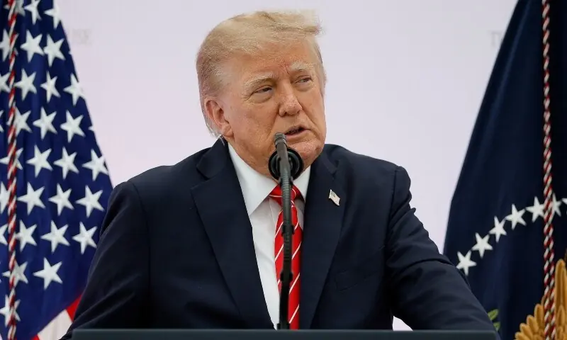 US President Donald Trump delivers remarks during the &ldquo;A New Golden Age&rdquo; summit at the US Institute of Peace, renamed The Donald J. Trump Institute of Peace by the Trump administration, in Washington, DC, US on October 8, 2026. &mdash;Reuters