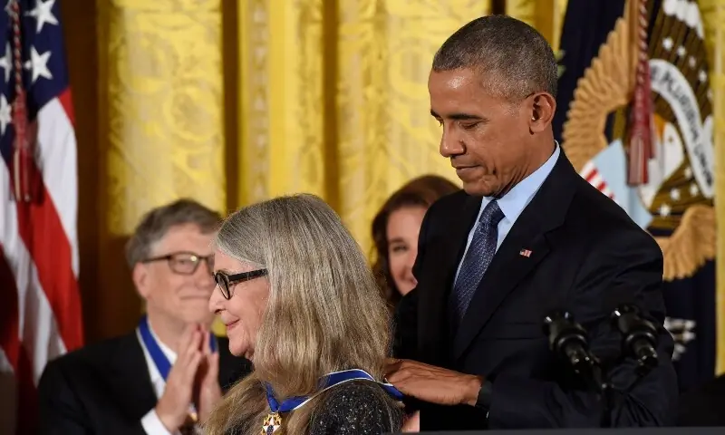 Then-US President Barack Obama presents mathematician and computer scientist Margaret Hamilton with the Presidential Medal of Freedom, the nation’s highest civilian honour, during a ceremony honouring 21 recipients, in the East Room of the White House in Washington, DC on November 22, 2016. —AFP/File