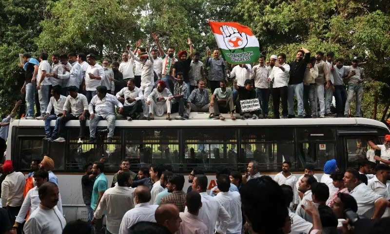 Demonstrators take part in a protest organized by opposition parties demanding the resignation of Chief Election Commissioner Gyanesh Kumar, in Ahmedabad, India, October 8, 2026. --Reuters Demonstrators take part in a protest organized by opposition parties demanding the resignation of Chief Election Commissioner Gyanesh Kumar, in Ahmedabad, India, October 8, 2026. --Reuters