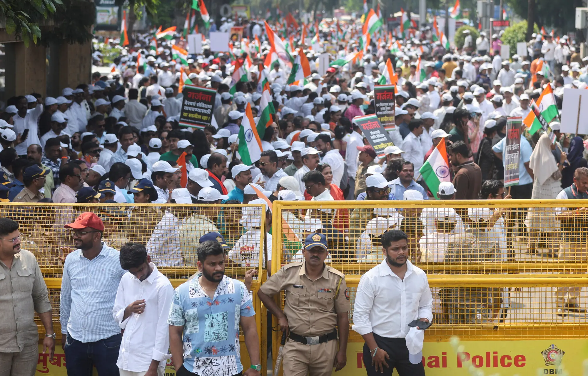 Supporters gather behind a barricade during a protest demanding the resignation of India's Chief Election Commissioner Gyanesh Kumar organised by the Shiv Sena (UBT) and the Maharashtra Navnirman. Sena (MNS) in Mumbai, India, October 4, 2026. --Reuters/File Supporters gather behind a barricade during a protest demanding the resignation of India's Chief Election Commissioner Gyanesh Kumar organised by the Shiv Sena (UBT) and the Maharashtra Navnirman. Sena (MNS) in Mumbai, India, October 4, 2026. --Reuters/File