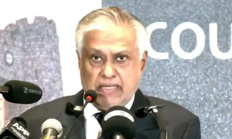 Deputy Prime Minister and Foreign Minister Ishaq Dar speaks at a seminar on October 12. -- DawnNewsTV Deputy Prime Minister and Foreign Minister Ishaq Dar speaks at a seminar on October 12. -- DawnNewsTV