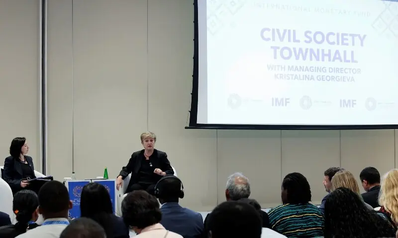 International Monetary Fund (IMF) Managing Director Kristalina Georgieva attends the Civil Society town hall with IMF Managing Director Kristalina Georgieva during the IMF/World Bank 2026 Annual Meetings at the Queen Sirikit National Convention Center (QSNCC) in Bangkok, Thailand on October 12, 2026. —Reuters International Monetary Fund (IMF) Managing Director Kristalina Georgieva attends the Civil Society town hall with IMF Managing Director Kristalina Georgieva during the IMF/World Bank 2026 Annual Meetings at the Queen Sirikit National Convention Center (QSNCC) in Bangkok, Thailand on October 12, 2026. —Reuters