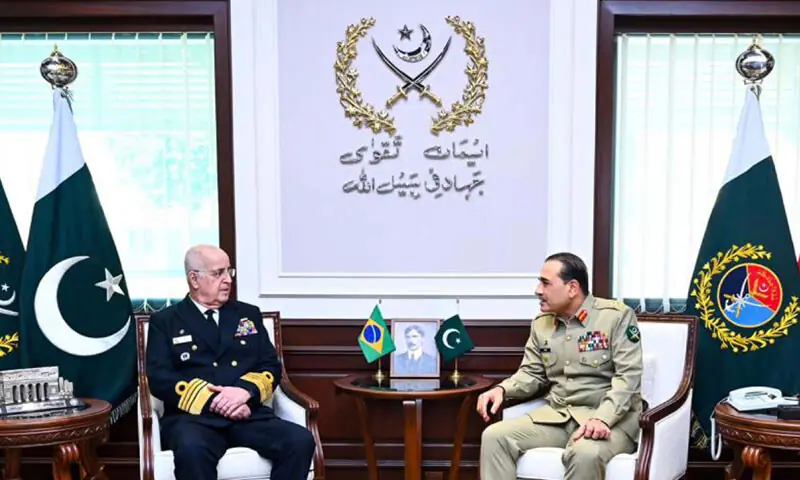 BRAZIL&rsquo;S Admiral Renato Rodrigues De Aguiar Freire meets Field Marshal Asim Munir.&mdash;APP