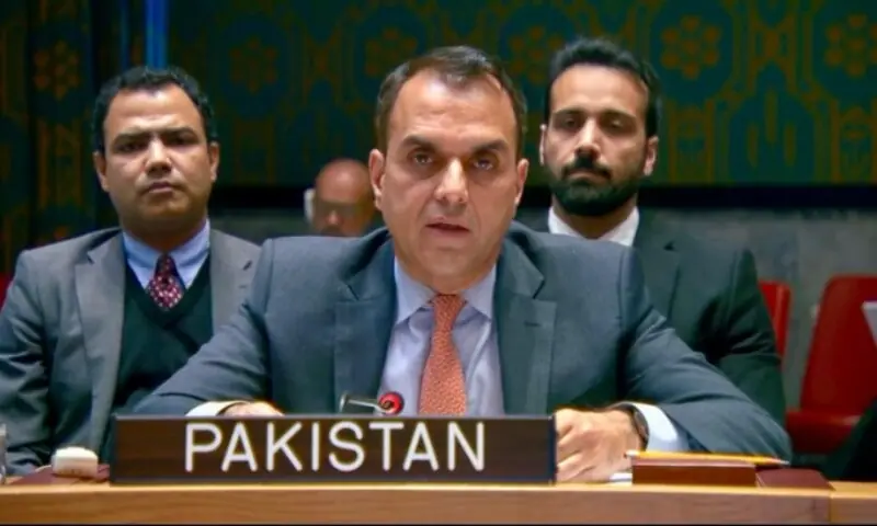 Acting Permanent Representative of Pakistan to the UN, Usman Jadoon at the UN Security Council Briefing on the Humanitarian and Political Situation in Syria on Monday, Oct 12. —@PakistanUN_NY/X Acting Permanent Representative of Pakistan to the UN, Usman Jadoon at the UN Security Council Briefing on the Humanitarian and Political Situation in Syria on Monday, Oct 12. —@PakistanUN_NY/X