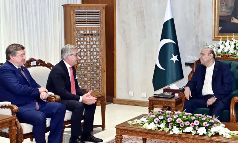 EU officials call on President Asif Ali Zardari at Aiwan-i-Sadr.—PPI EU officials call on President Asif Ali Zardari at Aiwan-i-Sadr.—PPI