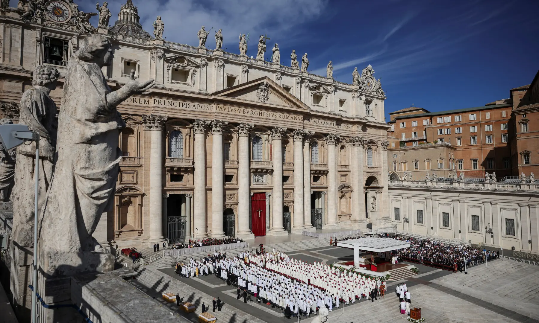 Cardinal Luis Antonio Tagle leads a mass marking the 10th anniversary of the apostolic exhortation Amoris Laetitia, including special prayers for the health of Pope Leo, who is in hospital after lung surgery, in St. Peter’s Square at the Vatican, on Oct 14, 2026. — Reuters