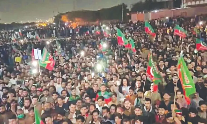 PTI supporters gather at the Bagh-i-Jinnah to attend the rally, addressed Sohail Afridi. -- Courtesy PTI/File PTI supporters gather at the Bagh-i-Jinnah to attend the rally, addressed Sohail Afridi. -- Courtesy PTI/File