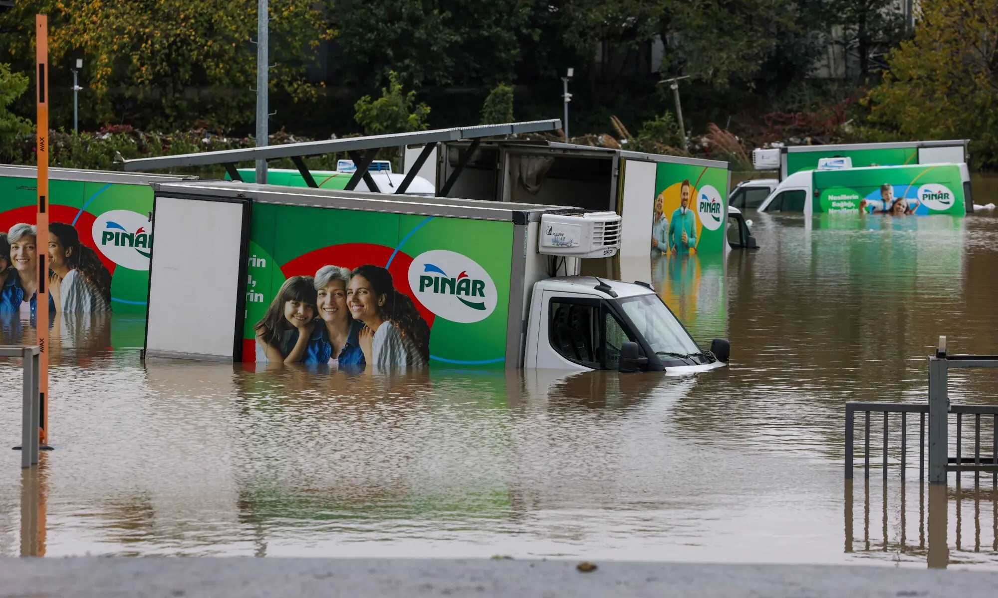 Partially submerged lorries after heavy rains in Istanbul on October 15, 2026. — Reuters Partially submerged lorries after heavy rains in Istanbul on October 15, 2026. — Reuters