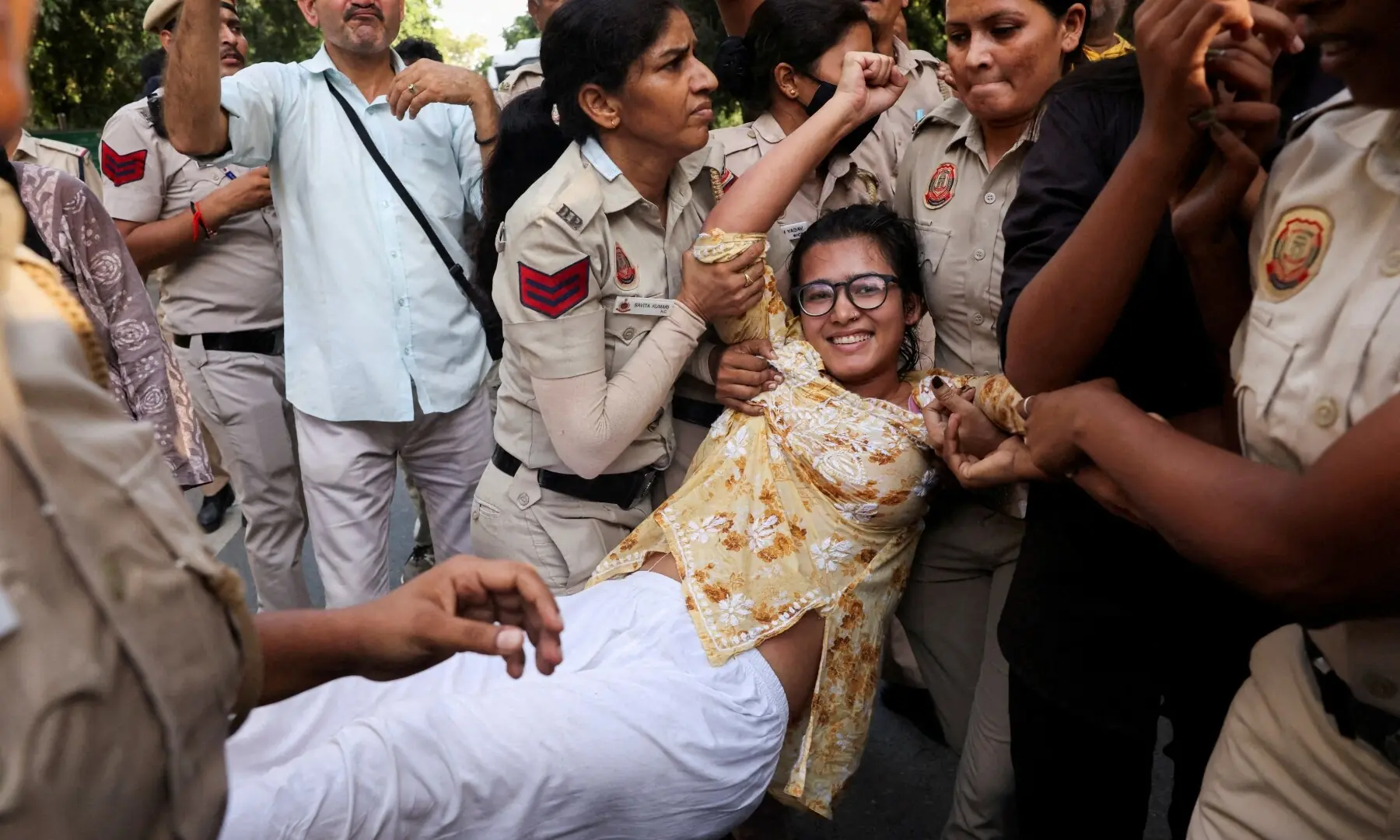 Neha Bora, National President of the All India Students’ Association (AISA), reacts as she is detained by police during a protest against alleged assault on female protestors and journalists by Delhi Police and demanding resignation of chief election commissioner Gyanesh Kumar in New Delhi, India on October 4, 2026. —Reuters/File