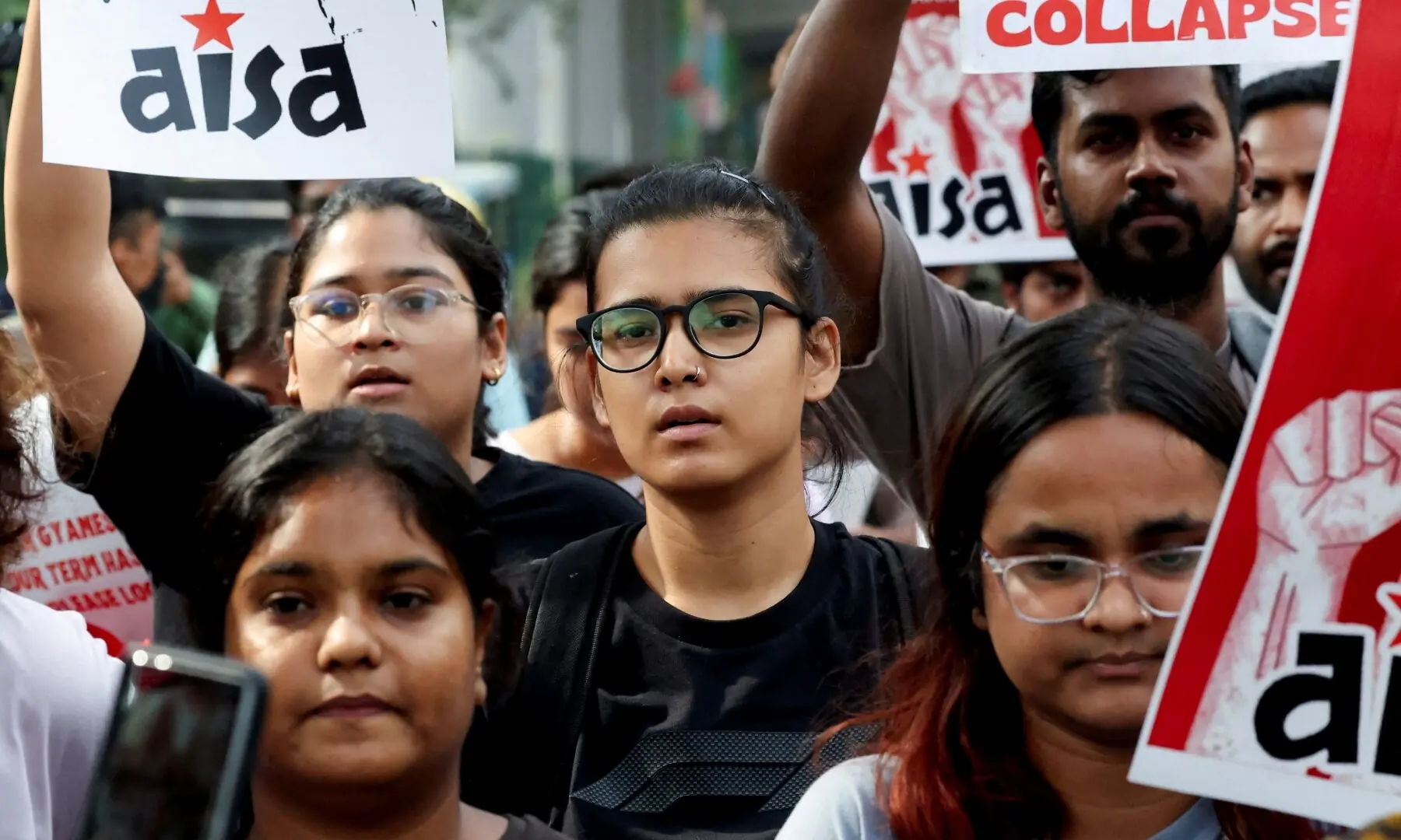 Neha Bora, national president of the All India Students’ Association (AISA), looks on during a protest seeking the resignation of India’s Chief Election Commissioner Gyanesh Kumar, in New Delhi, India on October 11, 2026. —Reuters/File