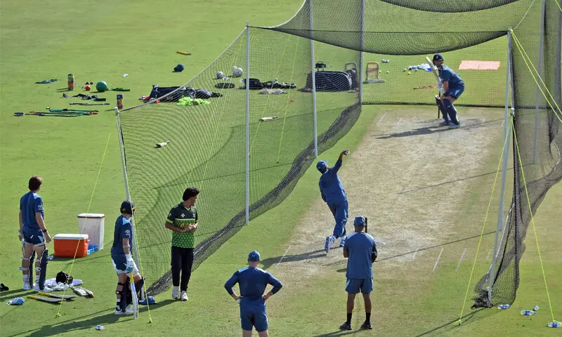 ENGLAND spinner Adil Rashid in action during a net practice session at the Rawalpindi Cricket Stadium on Saturday.&mdash;Online