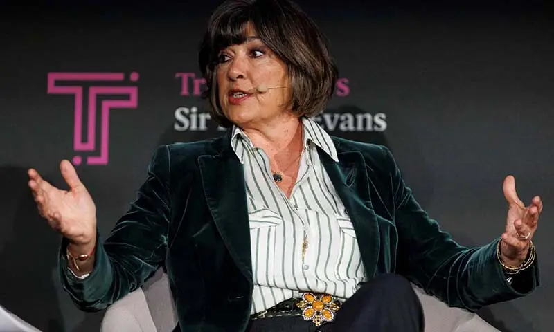 Christiane Amanpour, CNN's Chief International Anchor, speaks at the Sir Harry Evans Investigative Journalism Summit in London, the UK on May 15, 2024. &mdash; Reuters