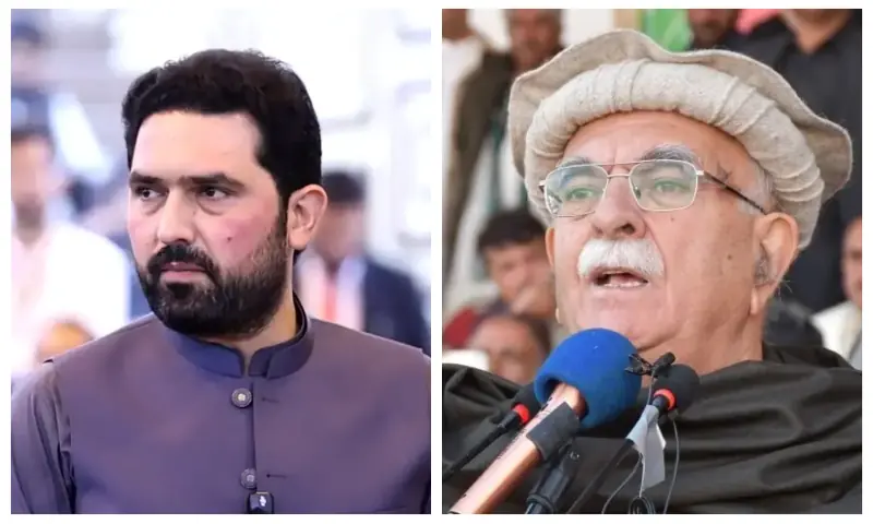 In this combination photo, now non-functional KP CM Sohail Afridi addresses the KP Assembly on June 25, 2026; and Pakhtunkhwa Milli Awami Party (PkMAP) Chairman Mehmood Khan Achakzai speaks at a public meeting held at Ayub Football Stadium in Quetta on Dec 2, 2025. — screengrab via X/YarMKNiazi/@MKAchakzaiPKMAP/File In this combination photo, now non-functional KP CM Sohail Afridi addresses the KP Assembly on June 25, 2026; and Pakhtunkhwa Milli Awami Party (PkMAP) Chairman Mehmood Khan Achakzai speaks at a public meeting held at Ayub Football Stadium in Quetta on Dec 2, 2025. — screengrab via X/YarMKNiazi/@MKAchakzaiPKMAP/File