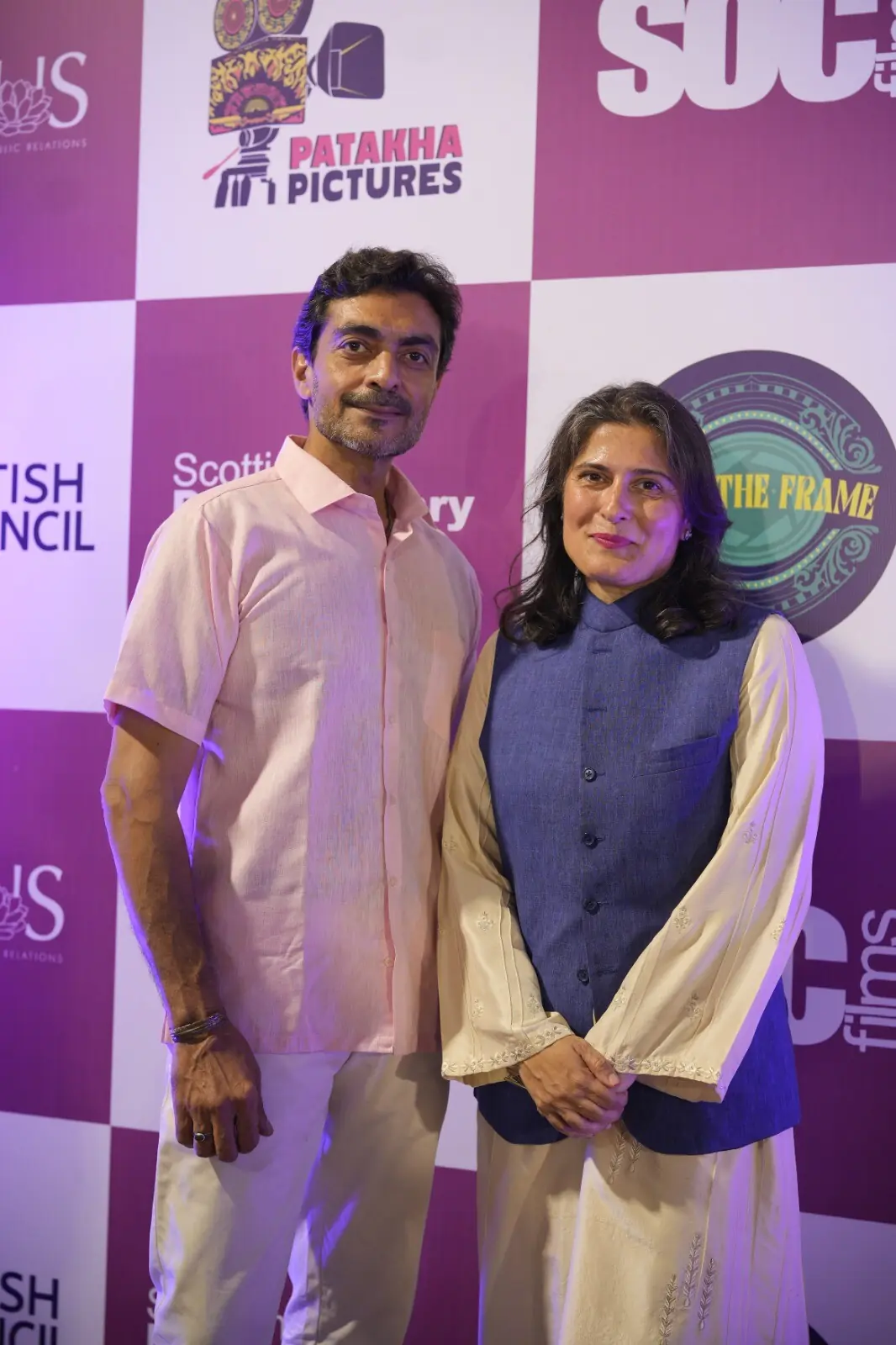 Obaid-Chinoy with actor Alyy Khan at the closing ceremony of the Patakha Pictures fellowship on Monday. Photo: SOC Films