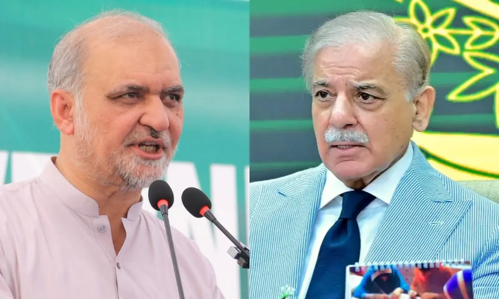 JI Emir Hafiz Naeem ur Rehman and Prime Minister Shehbaz Sharif. &mdash; Photos via X