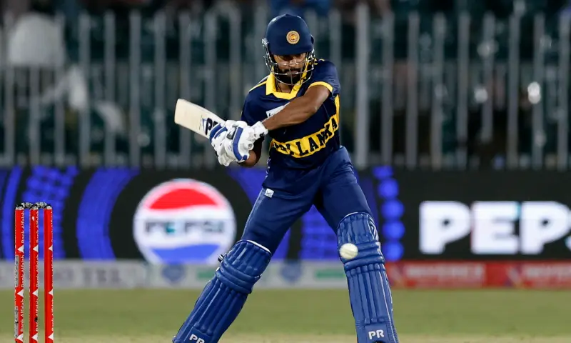 Sri Lanka’s Pavan Rathnayake in action in the one-day international (ODI) tri-series cricket match between England and Sri Lanka at the Rawalpindi Cricket Stadium in Rawalpindi on October 22, 2026. — Reuters