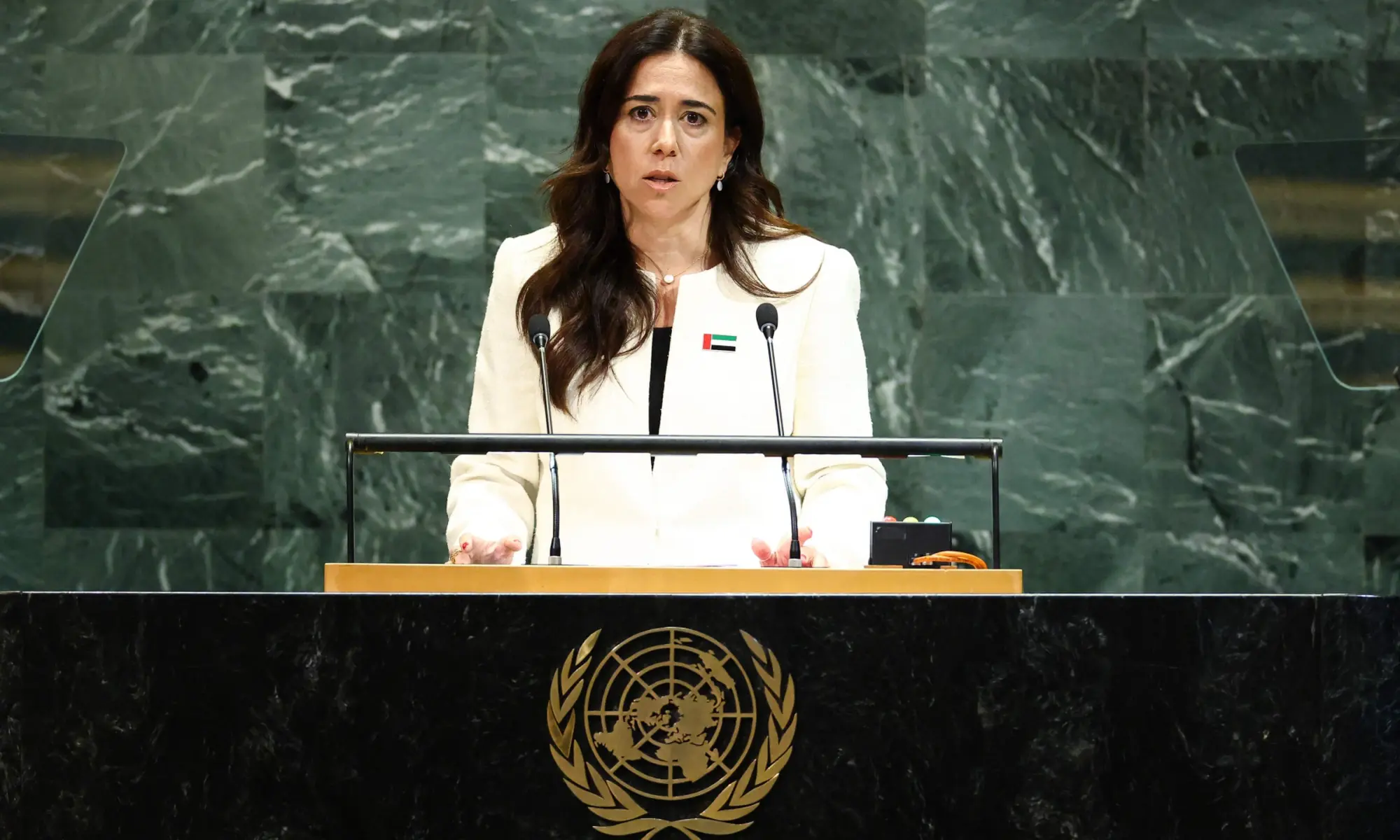 United Arab Emirates’ Assistant Minister for Political Affairs and Foreign Minister’s Envoy Lana Nusseibeh addresses the United Nations General Assembly at UN headquarters in New York City on September 27, 2025. —AFP United Arab Emirates’ Assistant Minister for Political Affairs and Foreign Minister’s Envoy Lana Nusseibeh addresses the United Nations General Assembly at UN headquarters in New York City on September 27, 2025. —AFP