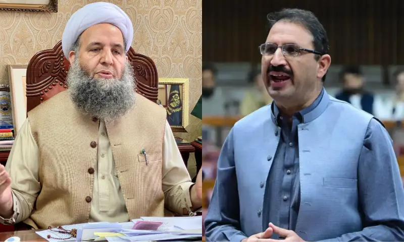 This photo combo shows Senator Noorul Haq Qadri (L) and MNA Junaid Akbar (R). — File/NA This photo combo shows Senator Noorul Haq Qadri (L) and MNA Junaid Akbar (R). — File/NA