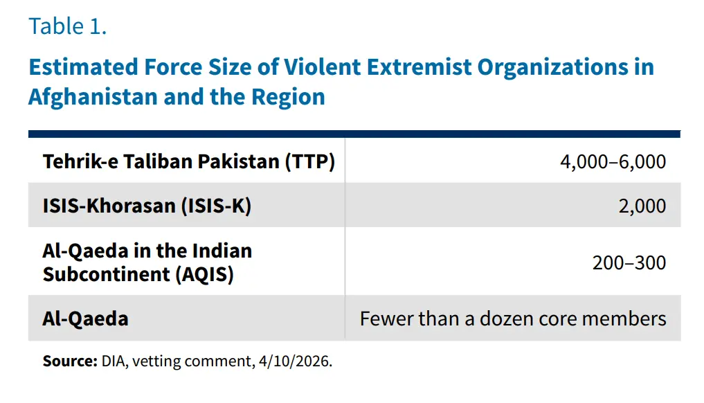 Screengrab from US Lead Inspector General’s Operation Enduring Sentinel’s report for January-March 2026.