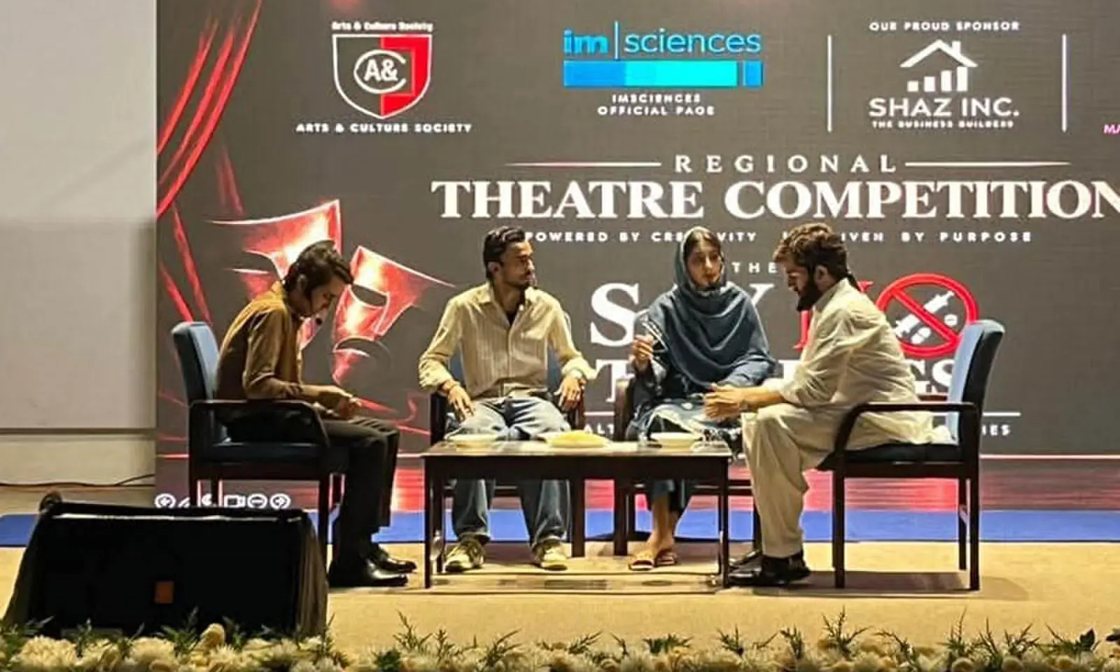 YOUNG contestants perform at an inter-university theatre competition. &mdash; Dawn
