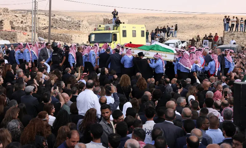 People attend the funeral for victims of a church shooting in Karak, Jordan, on October 25, 2026. — Reuters People attend the funeral for victims of a church shooting in Karak, Jordan, on October 25, 2026. — Reuters