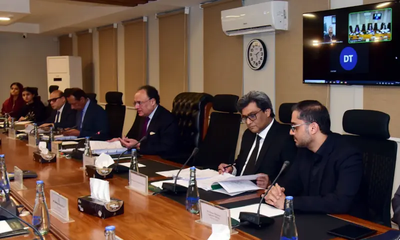 Finance Minister Muh&shy;ammad Aurangzeb presides over a Cabinet Committee on State-Owned Enterpri&shy;ses in Islamabad on Oct 26. &mdash; Finance ministry/X